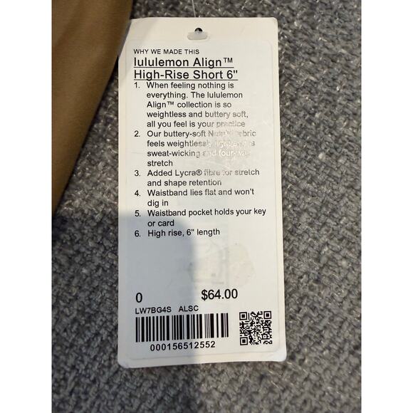 NWT Lululemon Align High Rise Shorts 6"-0 - Picture 2 of 5